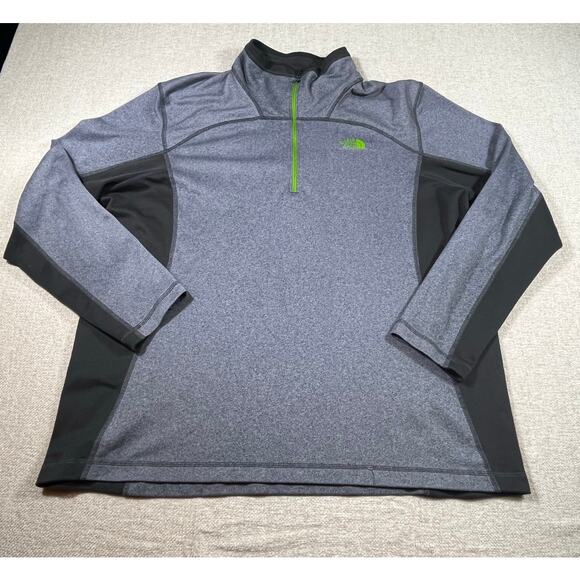 The North Face Men’s 2XL Gray Green Lock Stitch 1/4 Zip Pullover Top Performance - Picture 1 of 7